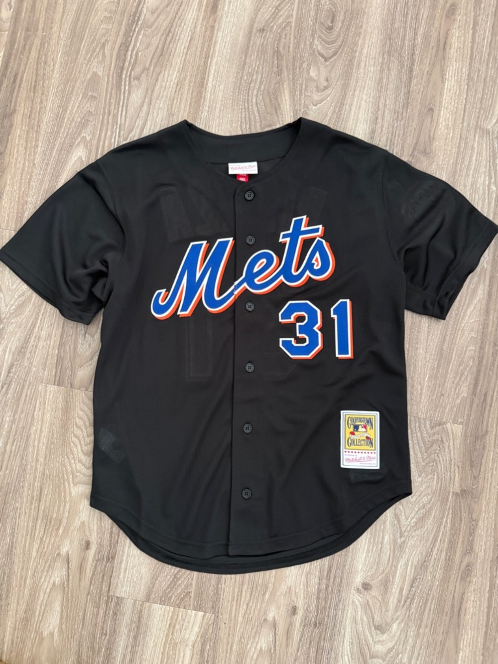 Black Mets Mike Piazza Jersey with Blue & Orange Script